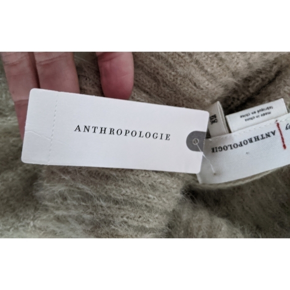 🆕 Anthropologie Ruffled Turtleneck Poncho in Beige - Picture 7 of 8